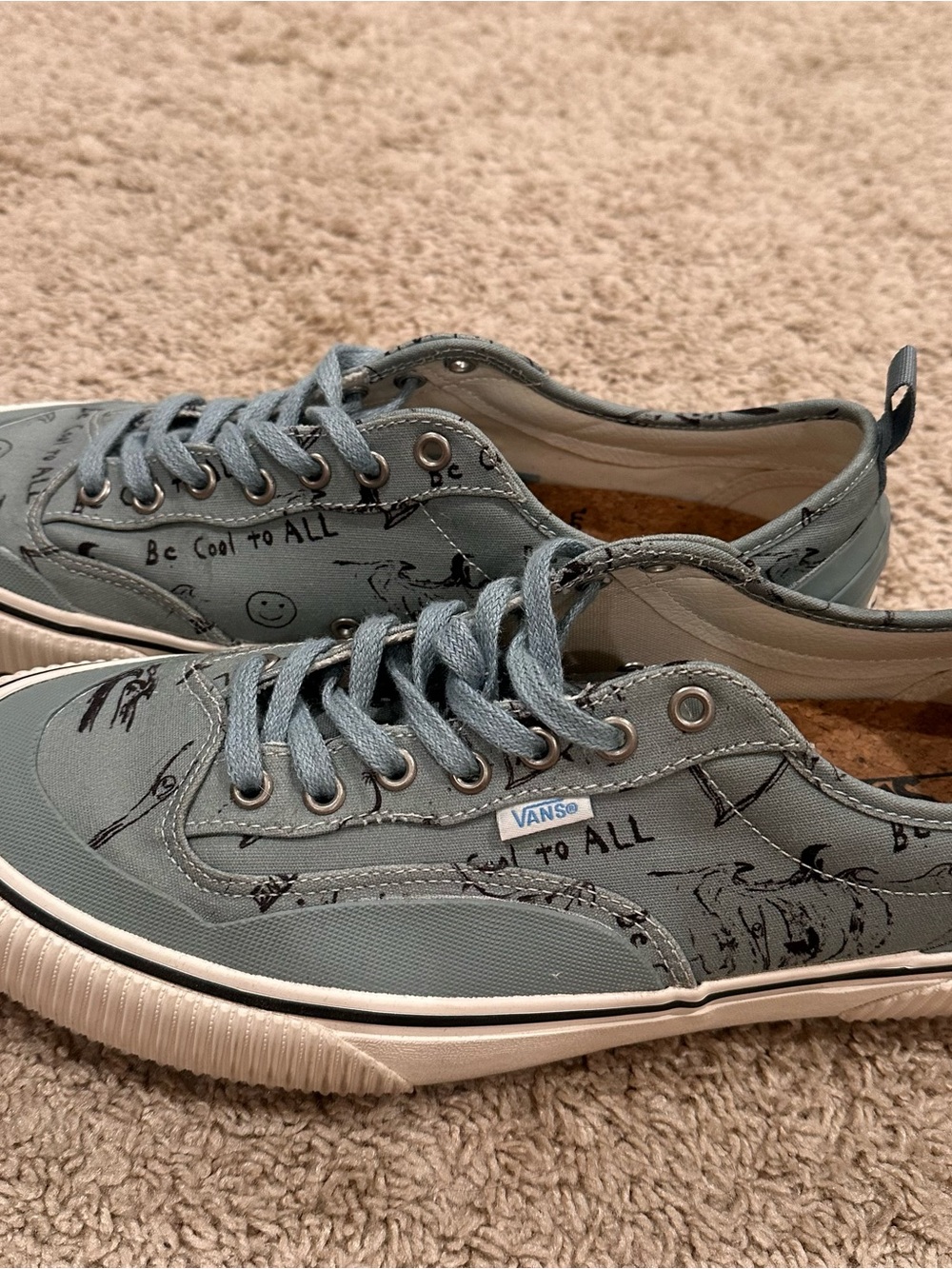 Vans X Chris Johanson Destruct SF Light Blue Canvas Low-Top Sneakers